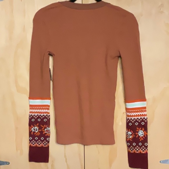 NWT We The Free by Free People Mikah Notch neck top, size XS autumn combo - Picture 7 of 11